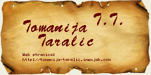 Tomanija Taralić vizit kartica